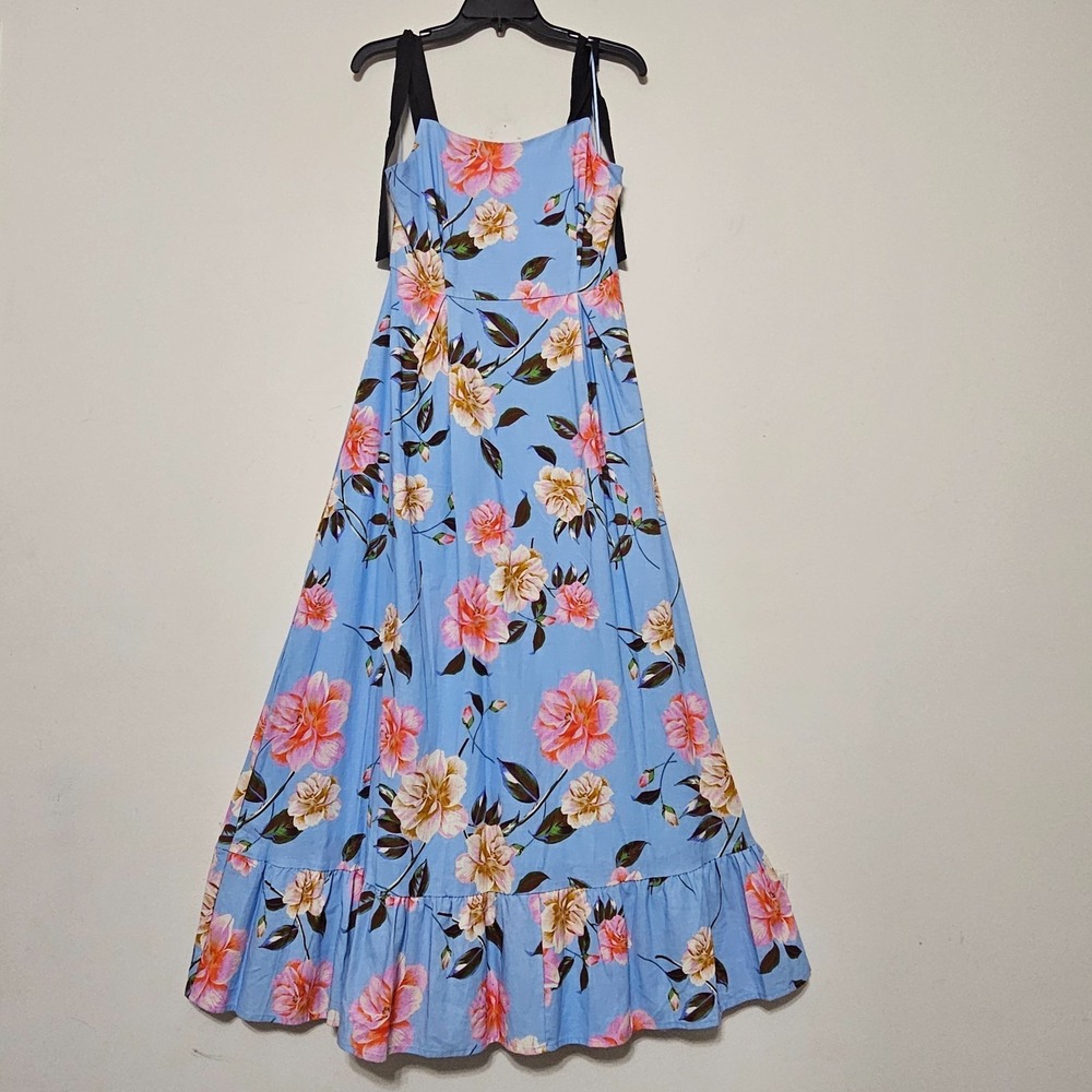 Gianni Bini Women Dress Maxi Small Blue Pink Floral Sleeveless square neck 0849
